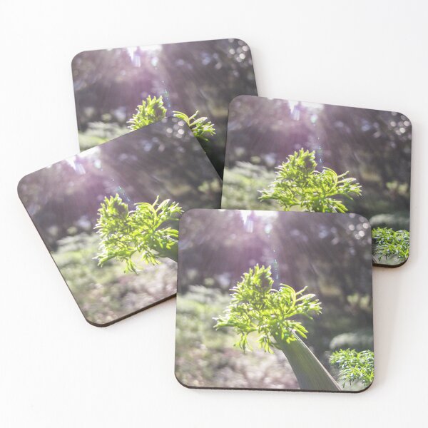 Item preview, Green Plant Stem With Sunlight Rays and Fresh Foliage in Soft Garden Bokeh designed and sold by Nmallia.