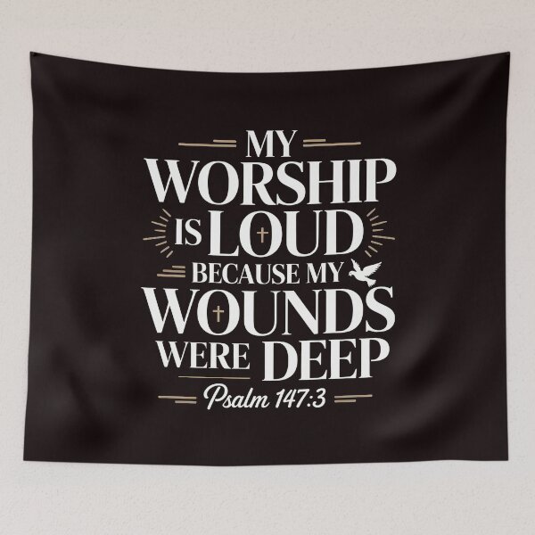 Item preview, My Worship Is Loud Because My Wounds Were Deep Psalm – Christian Bible Verse Faith Design designed and sold by Redgiant87x.