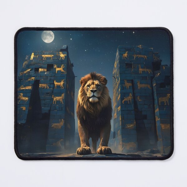 Item preview, Majestic Lion of Babylon Guardian | Ancient Mesopotamian Art designed and sold by MouradStudio.