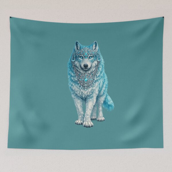Item preview, Mystical Blue Spirit Wolf Fantasy Art designed and sold by Gezonde-Voeding.