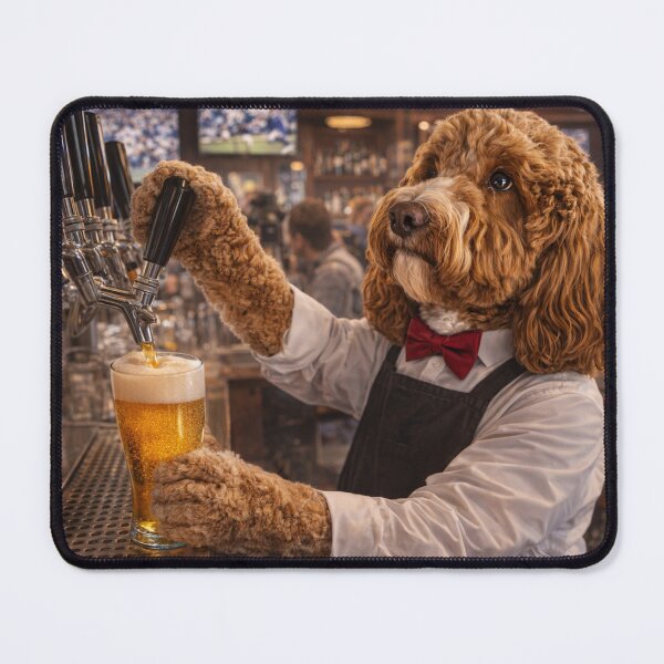 Item preview, Cockapoo Barman Pouring a Pint designed and sold by Paul Thompson Photography.