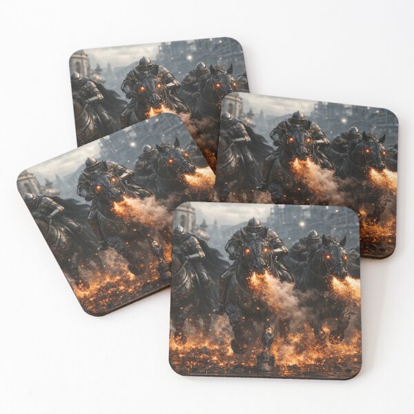 Item preview, Dark Fantasy Knights on Fire Breathing Horses designed and sold by NiceArtsPlace.