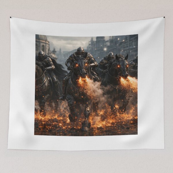 Item preview, Dark Fantasy Knights on Fire Breathing Horses designed and sold by NiceArtsPlace.