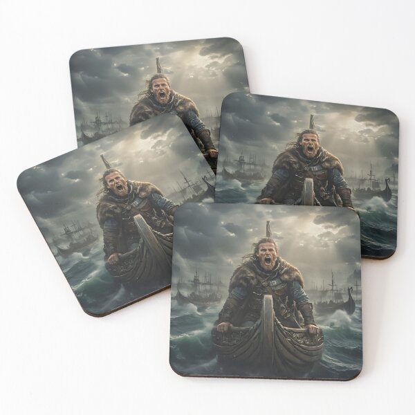 Item preview, Fierce Viking Warrior on Longship in Stormy Sea | Epic Norse Art designed and sold by MouradStudio.