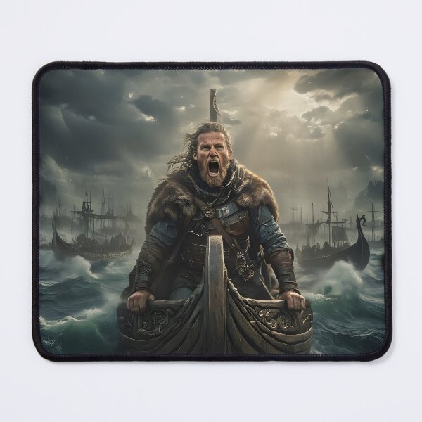 Item preview, Fierce Viking Warrior on Longship in Stormy Sea | Epic Norse Art designed and sold by MouradStudio.