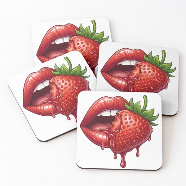 Item preview, Strawberry Lip Cute Juicy Lips Fruit Aesthetic Illustration designed and sold by VGAfanatic.