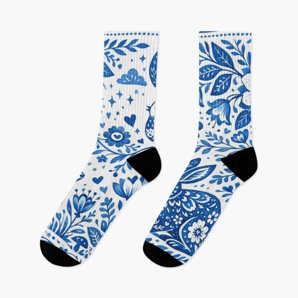 Item preview, Folk poetry in blue and white designed and sold by Sigtrix.