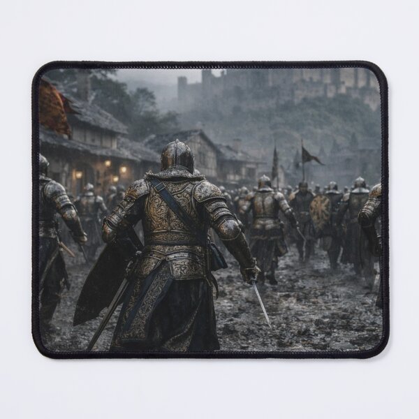 Item preview, Medieval Knights Marching Through Rain Towards Castle designed and sold by NiceArtsPlace.