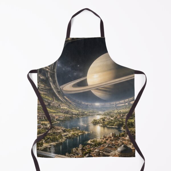 Item preview, Futuristic Space Colony Overlooking Saturn Planet designed and sold by NiceArtsPlace.