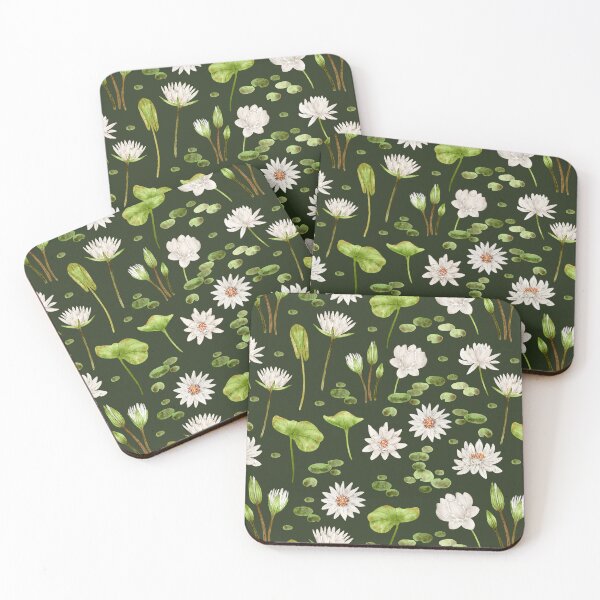 Item preview, White Water Lilies in Watercolor Pattern designed and sold by andrebalest.art.