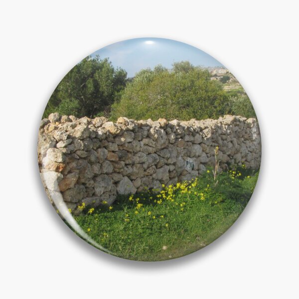 Item preview, Dry Stone Wall Along Rural Countryside Path With Wildflowers and Mediterranean Landscape designed and sold by Nmallia.