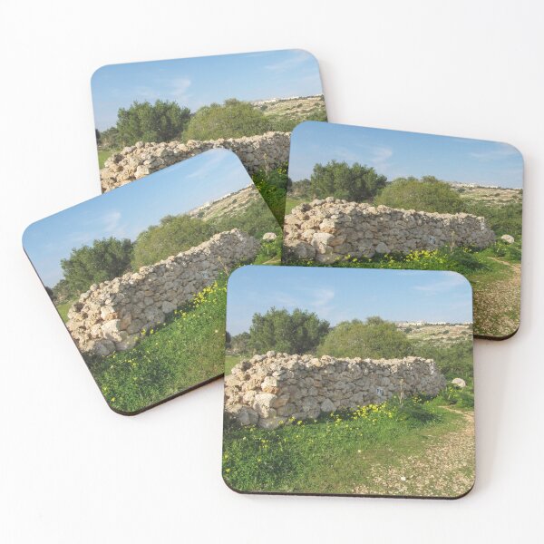 Item preview, Dry Stone Wall Along Rural Countryside Path With Wildflowers and Mediterranean Landscape designed and sold by Nmallia.
