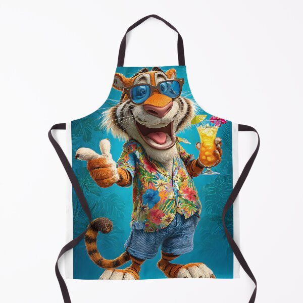Item preview, Cheerful Tiger Enjoying a Tropical Drink Scene designed and sold by Artessie.