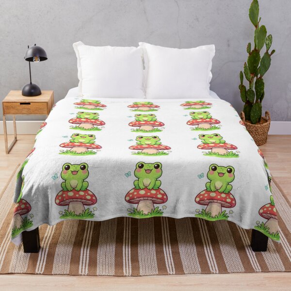 Item preview, Cute Frog Sitting on Mushroom Sticker – Kawaii Frog Cartoon designed and sold by Dasts Cart.