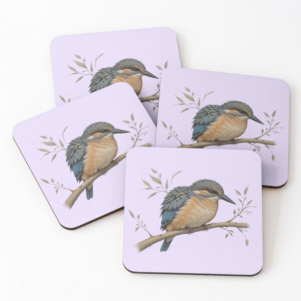 Item preview, Kingfisher Colored Pencil Style Cottagecore Bird designed and sold by BloomStudio1.