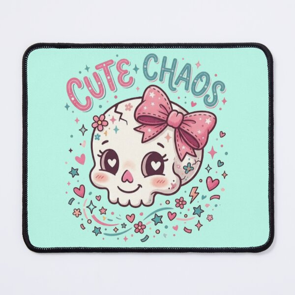 Item preview, Cute chaos skeleton skull with pink bow  designed and sold by DoneAndDusted.
