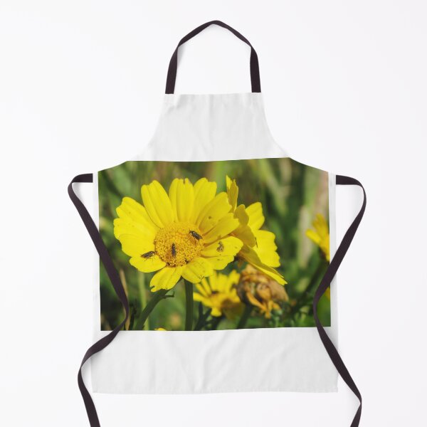 Item preview, Yellow Daisy With Small Insects Feeding on Pollen Close-Up Macro Wildflower Pollination Scene designed and sold by Nmallia.