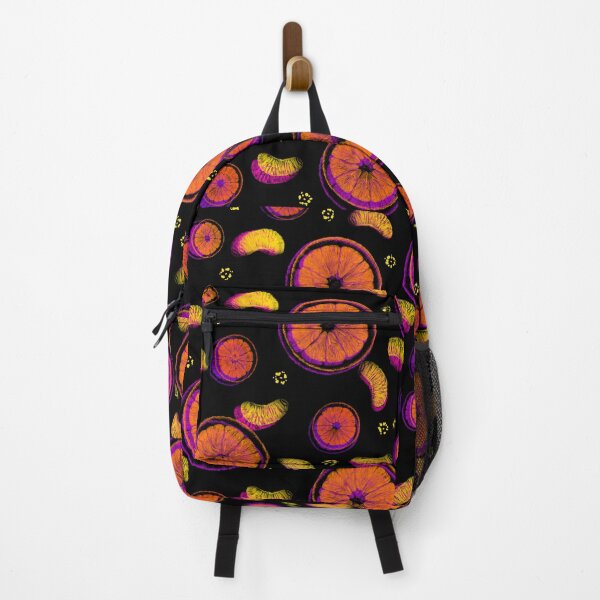 Item preview, Vibrant Orange Citrus Pattern on Black designed and sold by Pryhozha.