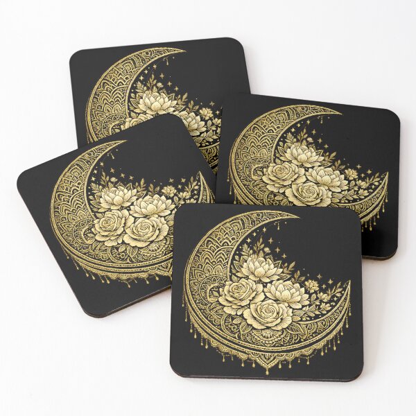 Item preview, Golden Crescent Moon Floral Celestial Boho Design designed and sold by LunarStillCo.