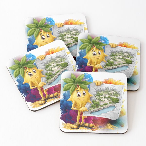 Item preview, Cute Pineapple Character Holding Map | Funny Tropical Fruit Cartoon designed and sold by ChenEngEng.