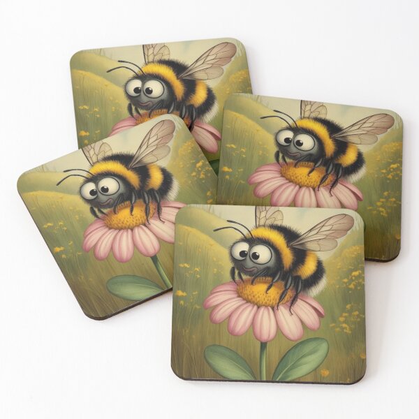 Item preview, Cute Bumblebee on Pink Flower Illustration ​Adorable Chubby Bee and Spring Daisy ​Sweet Bee Nature Art designed and sold by Buf79.