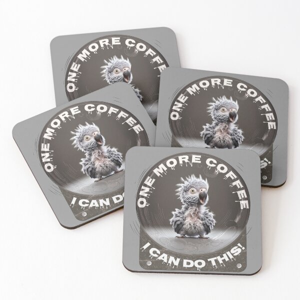 Item preview, Hyper Coffee Parrot- African Grey on Caffeine Rush designed and sold by Grau-Feder Design.
