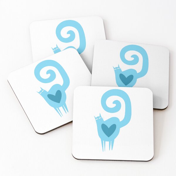 Item preview, Minimalist Blue Spiral Tail Cat with Heart Detail designed and sold by Theselinara.
