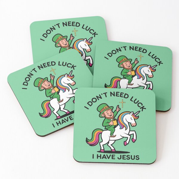 Item preview, St Patrick Leprechaun I Don't Need Luck I Have Jesus Rainbow Unicorn designed and sold by Forevermore.