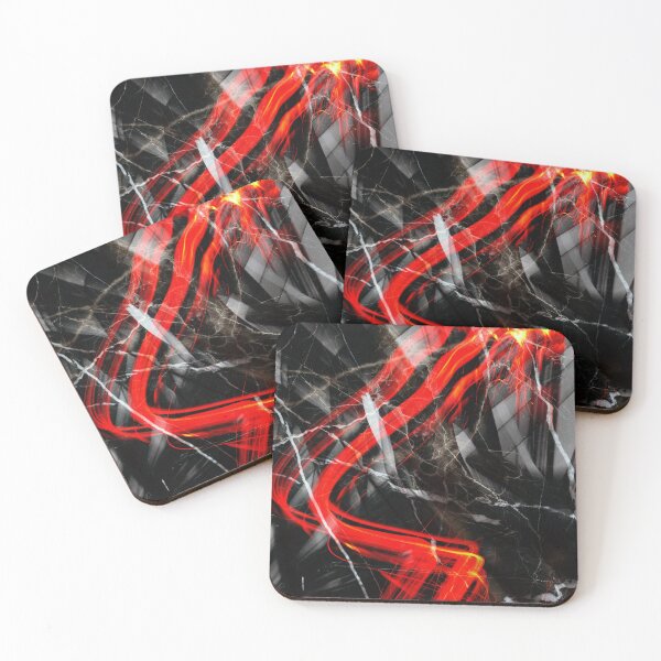 Item preview, Electric Ember - Vivid Red Light Streaks & Dark Marble Abstract designed and sold by NickDedidis.