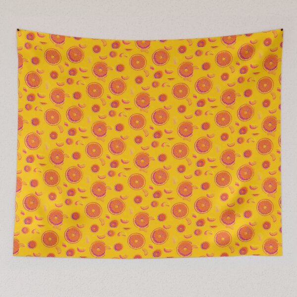 Item preview, Bright Orange Citrus Pattern on Yellow designed and sold by Pryhozha.