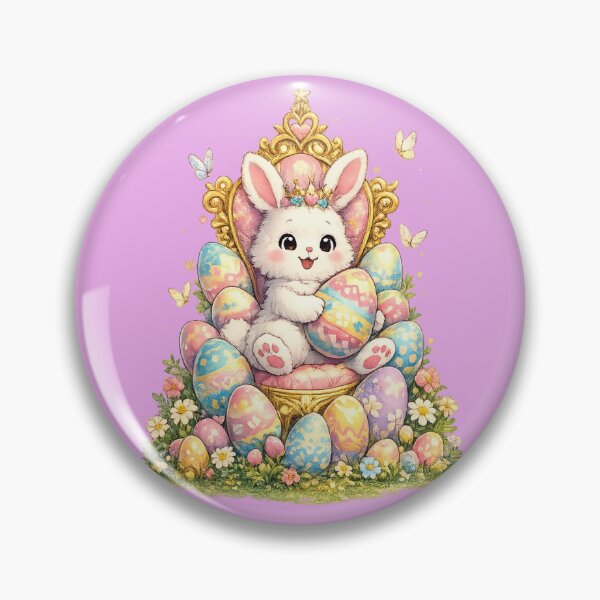 Item preview, Pastel Easter Bunny on Royal Throne Surrounded by Colorful Eggs and Spring Flowers designed and sold by FireOrchid.