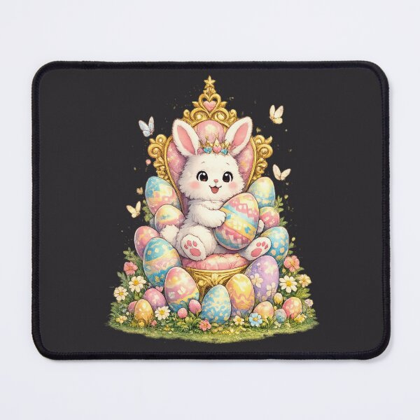 Item preview, Pastel Easter Bunny on Royal Throne Surrounded by Colorful Eggs and Spring Flowers designed and sold by FireOrchid.