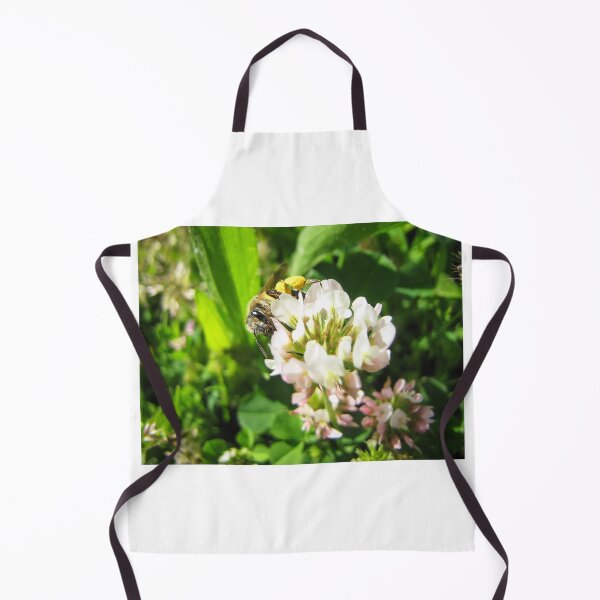 Item preview, Honeybee Collecting Pollen On White Clover Flower In Sunny Green Meadow Close-Up designed and sold by Nmallia.