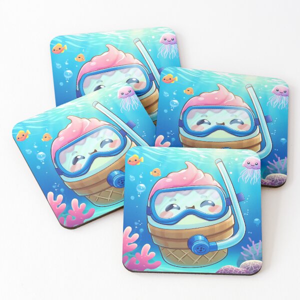 Item preview, Cute Underwater Ice Cream Snorkeler designed and sold by jo-e-basta.