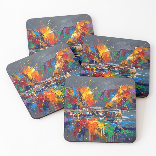 Item preview, - Ballintoy Harbour Abstract Splatter Art – Northern Ireland North Coast designed and sold by Printpix.