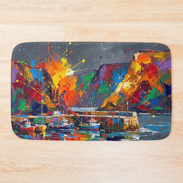Item preview, - Ballintoy Harbour Abstract Splatter Art – Northern Ireland North Coast designed and sold by Printpix.