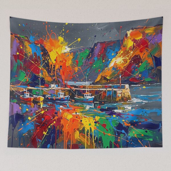 Item preview, - Ballintoy Harbour Abstract Splatter Art – Northern Ireland North Coast designed and sold by Printpix.