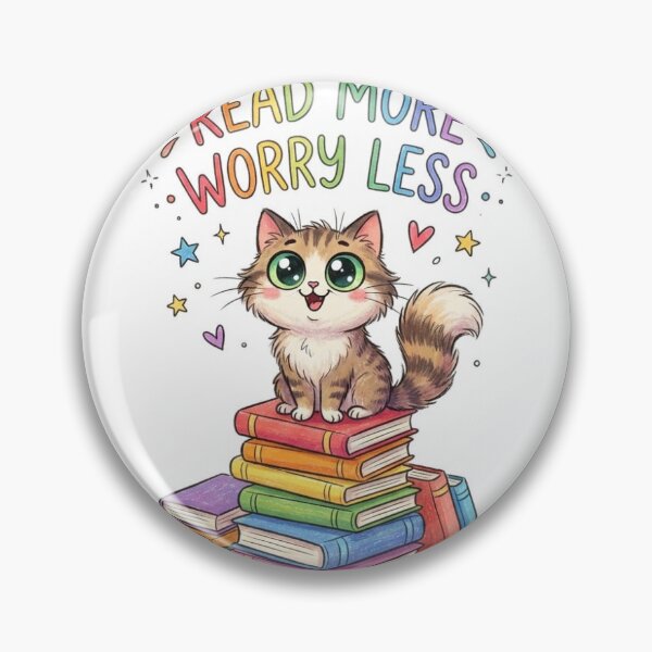 Item preview, Read More Worry Less — Cute Cat on Books, Bookworm Cat Lover Gift designed and sold by Delilahs-Trust.