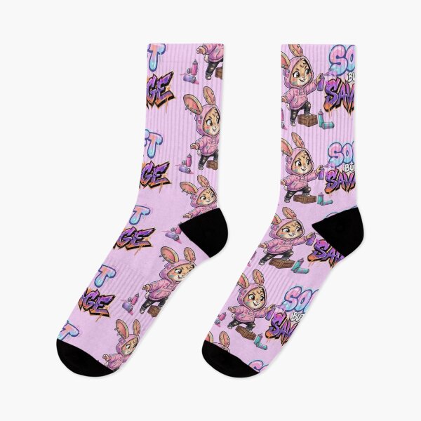 Item preview, Bunny in hoodie says soft but savage  designed and sold by DoneAndDusted.