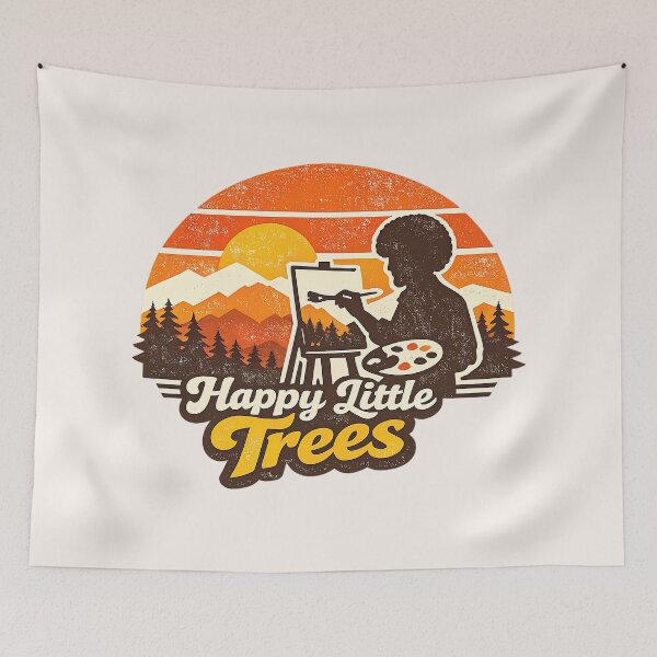 Item preview, Bob Ross Happy Little Trees Retro Poster designed and sold by Retr0Tshirts.