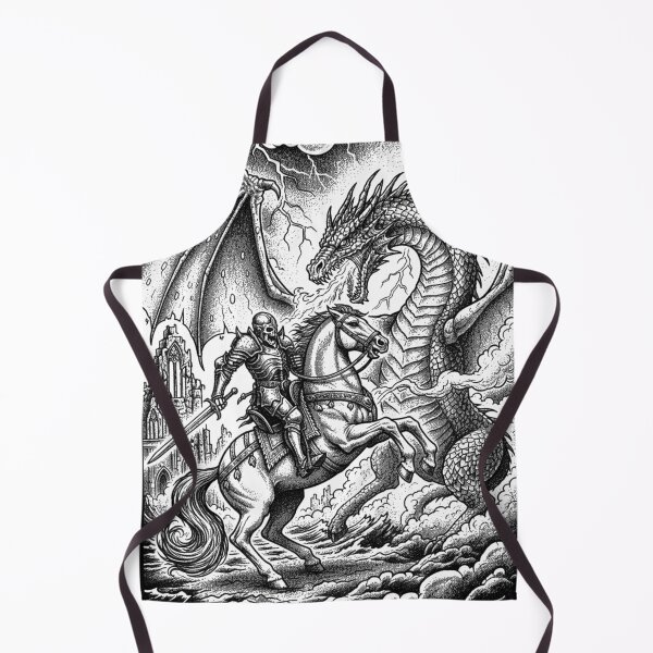 Item preview, Skeleton Knight Riding Horse Fighting Fire Dragon Fantasy Battle designed and sold by Darkness Hole.