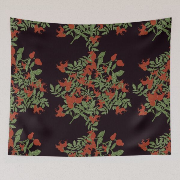 Item preview, Seamless floral pattern with flowers, Cankerberry pattern on black background, botanical pattern for wrapping paper,logo packaging.  designed and sold by TaniaArtDesign.