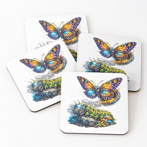 Item preview, Cyber Butterfly Transformation – Futuristic Neon Insect Fantasy Art designed and sold by jerskie_12tribes.