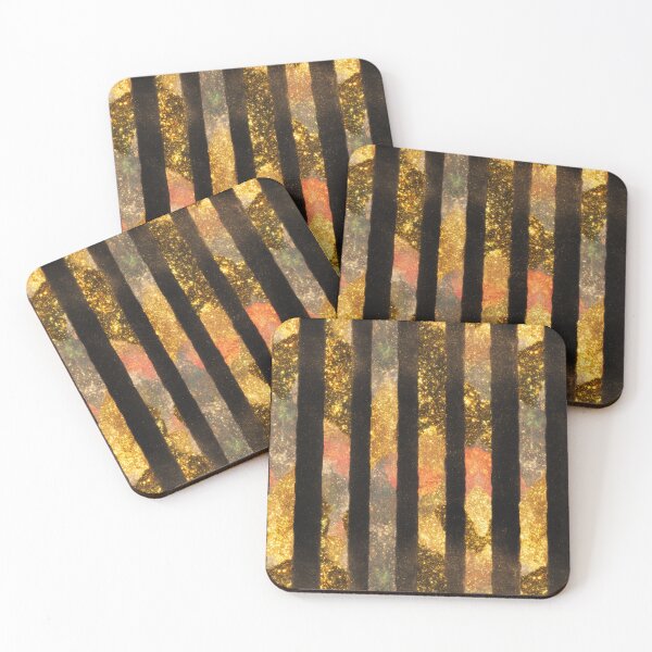 Item preview, Black Gold Vertical Glitter Stripe Pattern  designed and sold by bubblegoth.