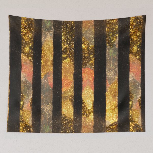 Item preview, Black Gold Vertical Glitter Stripe Pattern  designed and sold by bubblegoth.