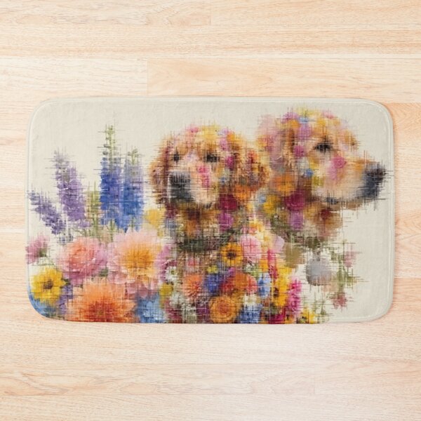 Item preview, Colorful floral dog duo  designed and sold by DoneAndDusted.