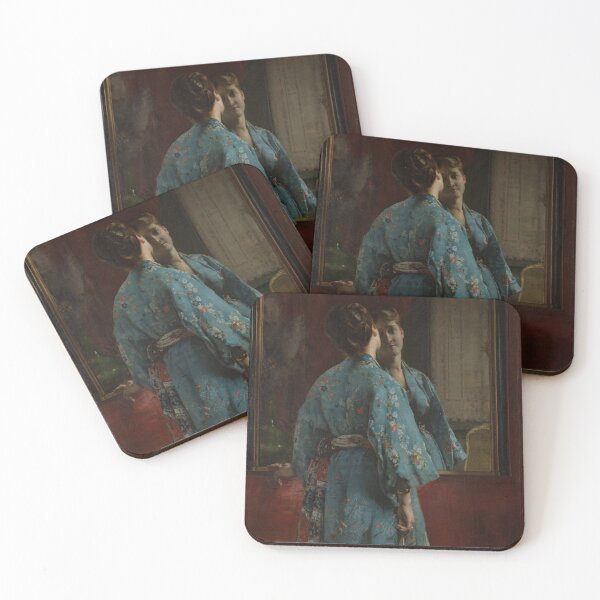 Item preview,  The Japanese Robe Vintage Portrait - Blue Kimono Art by Alfred Stevens designed and sold by Maxi-Decor.