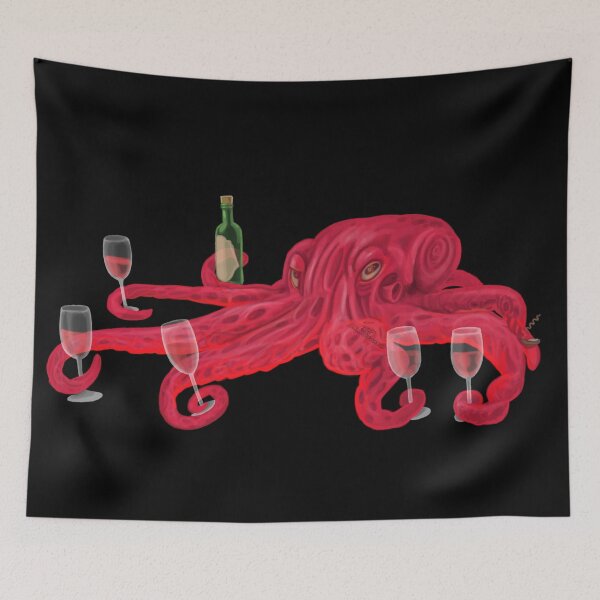 Item preview, Red Octopus Red Wine, handpainted picture designed and sold by AK-Hevonen.