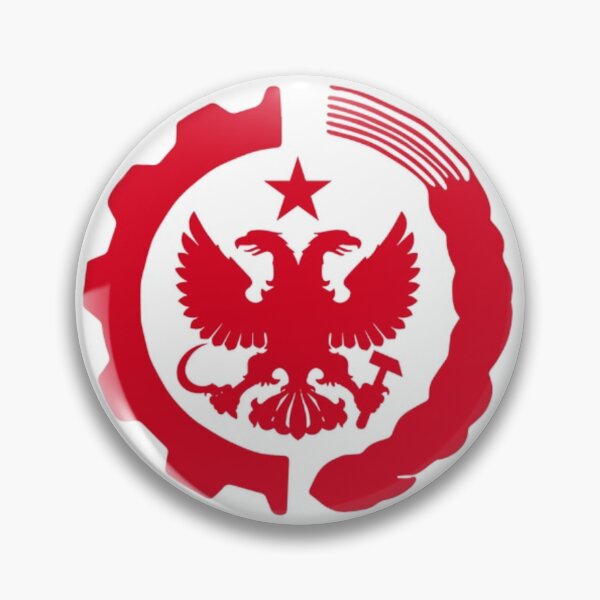 Item preview, Futuristic Communist Technocracy Utopia | Hoi4 TNO Serov Flag Badge designed and sold by Based History.