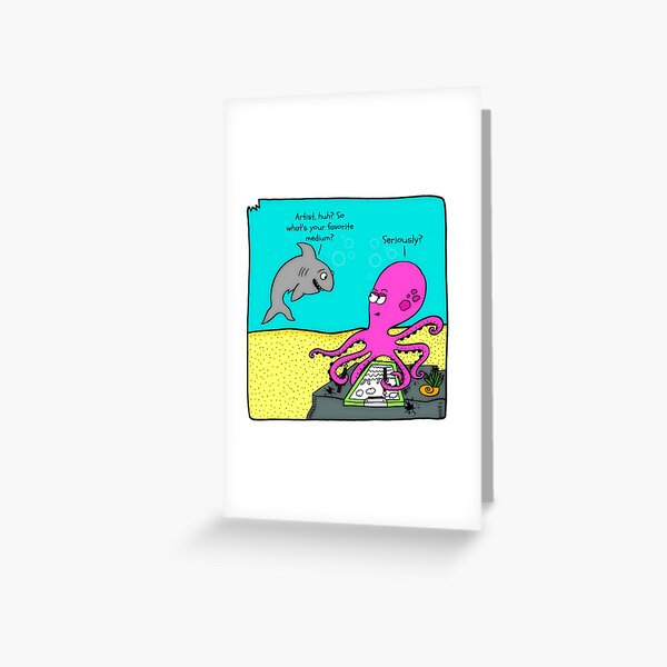 Artist Humor Octopus Cartoon Greeting Card